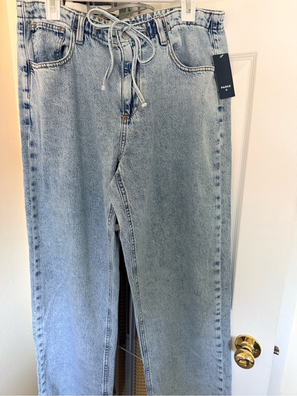 PARKS Light Blue High-Rise Drawstring Jeans